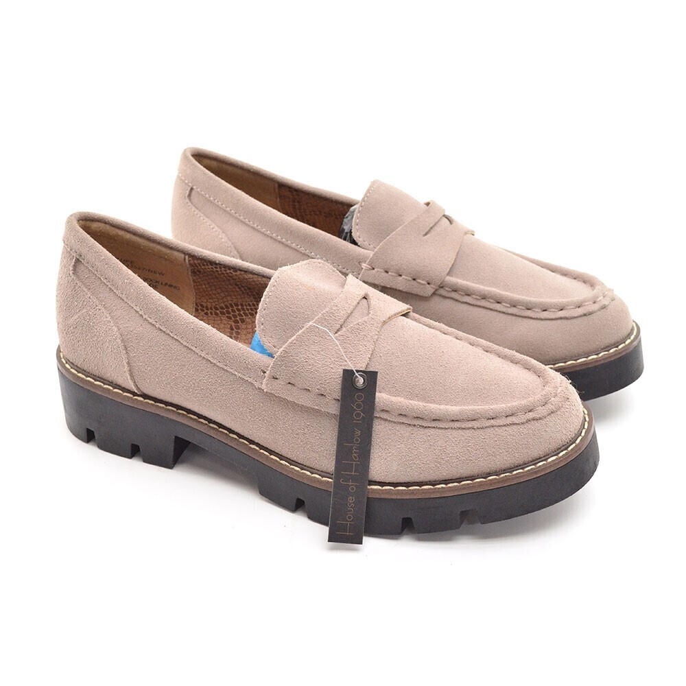 House of Harlow 1960 Gunner Taupe Suede Loafers  8 M